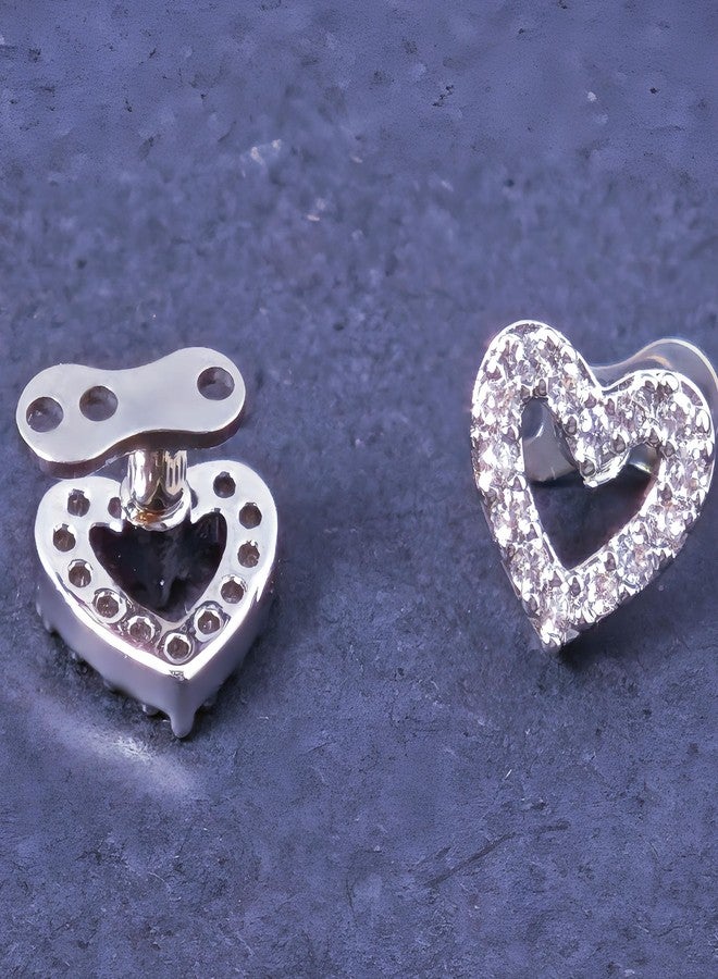 TKWXE Dermal Top Heart-Shaped with Clear CZ and Titanium F136 Dermal Piercing Jewelry Base, 2 Pack - Image 5